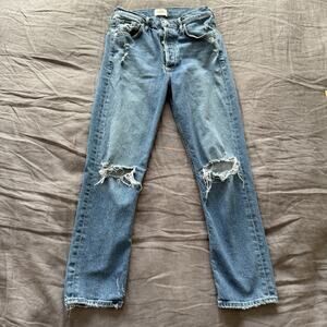 Citizens of Humanity Womens Jeans Charlotte Crop Distressed Light Wash 27